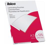 Ibico - Láminas para plastificar 627321 A3 250 micras (2x125) brillante Caja 100 transparentes