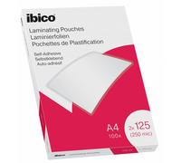 IBICO 627325 - Bolsas para plastificar, A4, 2 x 125Mic, adhesivas, paquete de 1