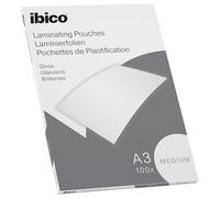 Ibico Basics Láminas para Plastificar Tamaño A3, Grosor Medio, Pack de 100, Acabado Brillante, Transparentes, 627312