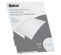 Ibico Fundas de Plastificar, A4, acabado brillante, grosor medium, pack 100 unidades, adecuadas para avisos, menús restaurante, fotos, calidad superior, ref. 627309