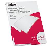 Ibico Láminas para Plastificar Tamaño A4, Acabado Brillante, 250 Micras, Pack de 100, Transparentes, 627318