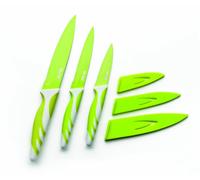 IBILI 727650 - Cuchillo de Cocina Antiadherente Acero Inoxidable Verde 8,5/12,5/15 cm
