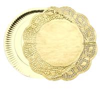 IBILI 729510 - Set 3 bandejas 32 cm + 3 blondas Redondas 34 cm Doradas