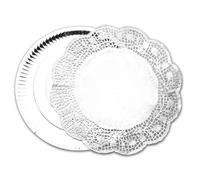 IBILI 729520 - Set 3 bandejas 32 cm + 3 blondas Redondas 34 cm Plateadas