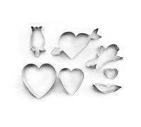 IBILI 736600 - Set de 7 Cortapastas estañados, Tema de San Valentín