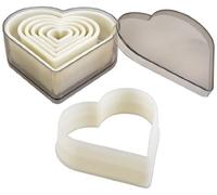 Ibili Corta MASAS Corazon Liso (7 PC), Stainless Steel, Transparente y Blanco, 11 x 11 x 5 cm