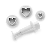 Ibili Set 3 CORTADORES con EXPULSOR Corazon, Stainless Steel, Blanco, Centimeters