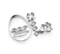 Ibili Oeuf de pâques Set 9 Cortapastas Huevo DE Pascua, Stainless Steel, Plateado, 12 x 10 x 10 cm