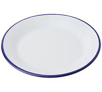 Ibili Plato Llano ESMALTADO 28 CMS, Stainless Steel, Blanco y Azul, 28 x 28 x 2.5 cm