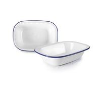 Ibili Fuente rectangular 22 cm – Acero inoxidable – Blanco y azul – 22 x 16 x 5 cm