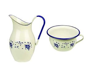 Ibili 919225 - Jarra Bombada Sena 2,50 Lt. + 919322 - Orinal De Acero Esmaltado Vitrificado 22 Cm Sena
