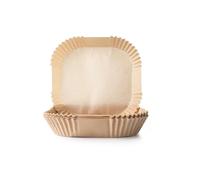 IBILI - Bandeja de Papel Cuadrada para Freidora de Aire - 20 cm - Pack de 50 Unidades - Impermeable y Absorbente - Fabricado en Pulpa de Madera de Grado Alimenticio