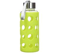 IBILI - Botella de vidrio lake 400 ml verde, Borosilicato, Reutilizable, protector anti-golpes
