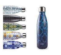 IBILI - Botella termo baroque blue 500, Acero Inoxidable 18/10, Doble pared, Reutilizable