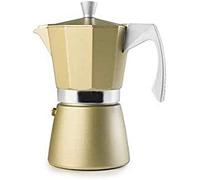 IBILI - Cafetera express Evva Golden, 3 tazas, 150 ml, Aluminio fundido, Apto para inducción