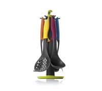 Ibili Colorful Set de 6 Utensilios más Soporte, Nylon, ergonómico y Evita Contacto Superficie, Stainless Steel, Multicolor, 14x14x34, 6