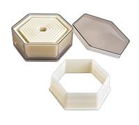 Ibili Corta MASAS HEXAGONO Liso (9 PC), Stainless Steel, Transparente y Blanco, 9 x 9 x 5 cm