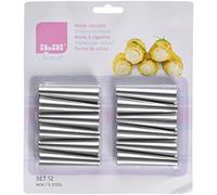 IBILI Set 12 MOLDES CANUTILLOS Mini, Stainless Steel, Plata, 18 x 21 x 2 cm
