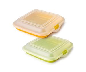 Ibili Deli - Lote De 2 Porta Alimentos Para Sándwichs, Embutidos Y Quesos. Amarillo Y Verde