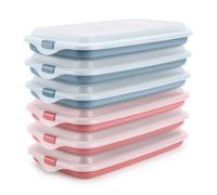 Ibili Deli - Lote De 6 Recipientes Apilables Porta Embutidos Y Alimentos. Azul Y Rojo