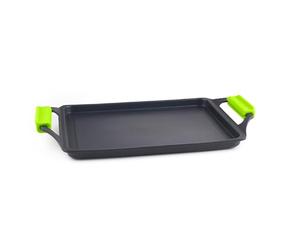 IBILI - Grill Plancha New Essential 27X24 Cm, Aluminio Fundido, Asas desmontables de silicona, Antiadherente PFAS, Apta para induccion