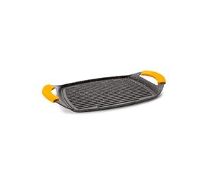 IBILI - Grill Plancha Ondulado Basic Stone, 47 x 29 cms, Aluminio Fundido, Antiadherente Estilo Piedra, Apto para induccion