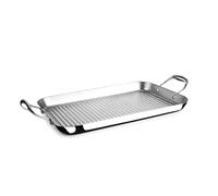 IBILI - Grill Plancha Ondulado tricapa Triply Natural, 38X25 cms, Acero inoxidable, Apto para induccion, sin antiadherente