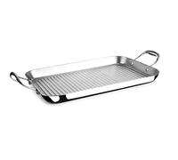 IBILI - Grill Plancha Ondulado tricapa Triply Natural, 38X25 cms, Acero inoxidable, Apto para induccion, sin antiadherente