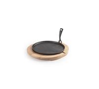 IBILI Plato de hierro fundido de 26 cm con base de madera de haya