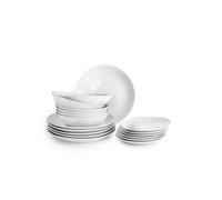 IBILI - Vajilla de 18 Piezas Bolonia Blanco, Platos de Porcelana para 6 personas