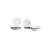 IBILI - Vajilla de 18 Piezas Castilla Blanco, Platos de Porcelana para 6 personas