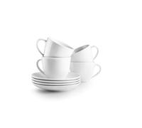IBILI - Juego de 4 Tazas de 310 ml con Platillos Castilla Blanca, Porcelana