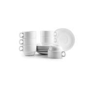 IBILI - Juego de 6 Tazas de 170 ml con Platillos Castilla Blanca, Porcelana
