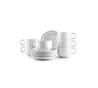 IBILI - Juego de 6 Tazas de 230 ml con Platillos Castilla Blanca, Porcelana