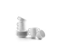 IBILI - Juego de 6 Tazas de 80 ml con Platillos Castilla Blanca, Porcelana