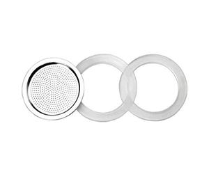 IBILI - Junta silicona + filtro cafetera essential 4 tazas, set de 2 juntas + 1 filtro