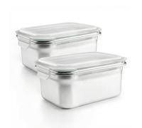 Ibili Keepklin - Lote De 2 Recipientes Rectangulares De 1.6l En Acero Inox. Apto Microondas