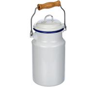 Ibili Milk Churn 1 l of Enamelled Steel in White/Blue, 10 x 10 x 22 cm