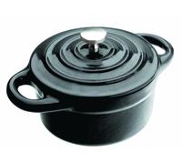 IBILI - Mini cocotte redonda negra 10 x 4,5 cm, Hierro fundido, Apta para induccion