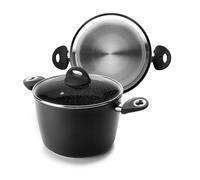 IBILI - Olla natura con tapa de cristal, 24 cms, Antiadherente estilo piedra, Apta para induccion