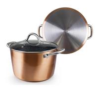 IBILI - Olla natura copper cobrecon tapa de cristal, 20 cms, Antiadherente estilo piedra, Apta para induccion