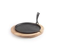 IBILI - Plato Hierro Fundido de 26 cms con Base de Madera de Haya
