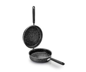 IBILI - Sarten doble para tortilla patatas natura, 20 cms, Aluminio, Antiadherente estilo piedra, Apto para induccion. Voltea tortilla