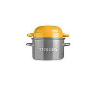 IBILI Sartén para mejillones, color melocotón, acero esmaltado, apta para inducción, gris/amarillo, 18 cm