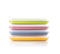 IBILI - Set de 4 Tapers para Embutidos y Fiambres, 4 tapers de 24,8 X 14,4 X 3,3 cms, Plástico Libre de BPA, Reutilizable, Amarillo + Rojo + Verde +Azul