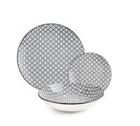 IBILI - Vajilla de 12 Piezas Bavaria, Platos de Porcelana para 4 personas