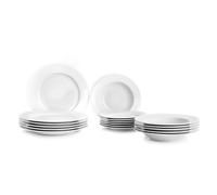 IBILI - Vajilla de 18 Piezas Castilla Blanco, Platos de Porcelana para 6 personas