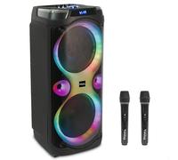 Ibiza - Columba-Karaoke - Altavoz Karaoke Bluetooth con 2 Micrófonos Inalámbricos - Cambiador de Voz, Luces LED, Función Talkover y Rec - Veladas Karaoke