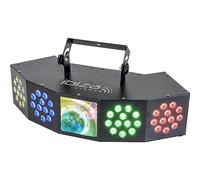 Ibiza - COMBI-FX4 - Efecto de iluminación versátil 3 en 1 WASH - MOON - STROBE con 6 canales DMX - 4 x 12 LEDs RGBW