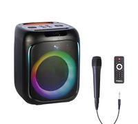 Ibiza - CUBE180 - Altavoz a pilas de 6,5"/16cm 180W con micrófono con cable y efecto de luz - Bluetooth, USB, MicroSD, TWS - Negro